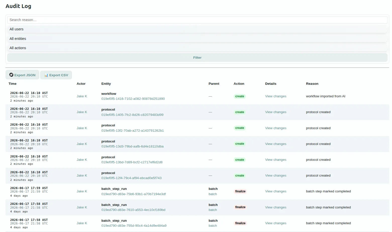 Flask Track audit log and integrity records