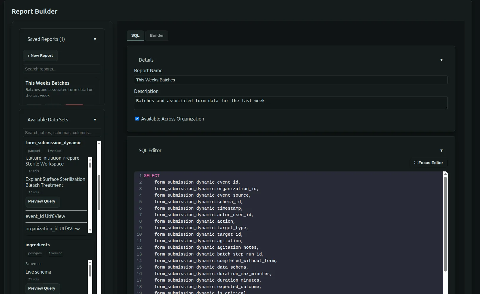 Flask Track custom reports builder
