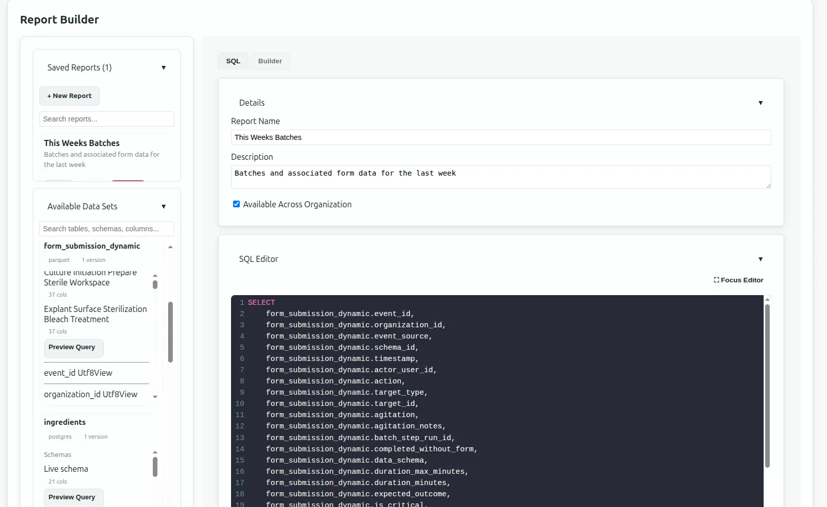 Flask Track custom reports builder