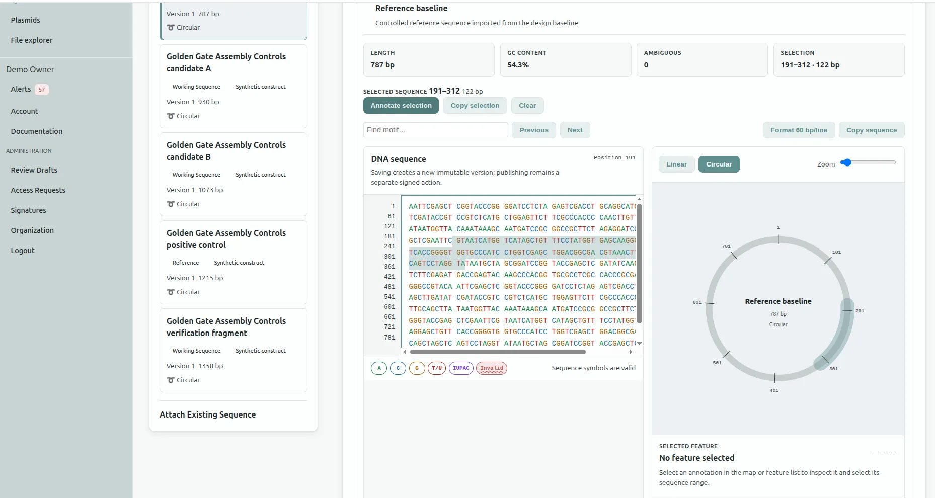 FlaskTrack Molecular Studio sequence annotation and DNA design tools