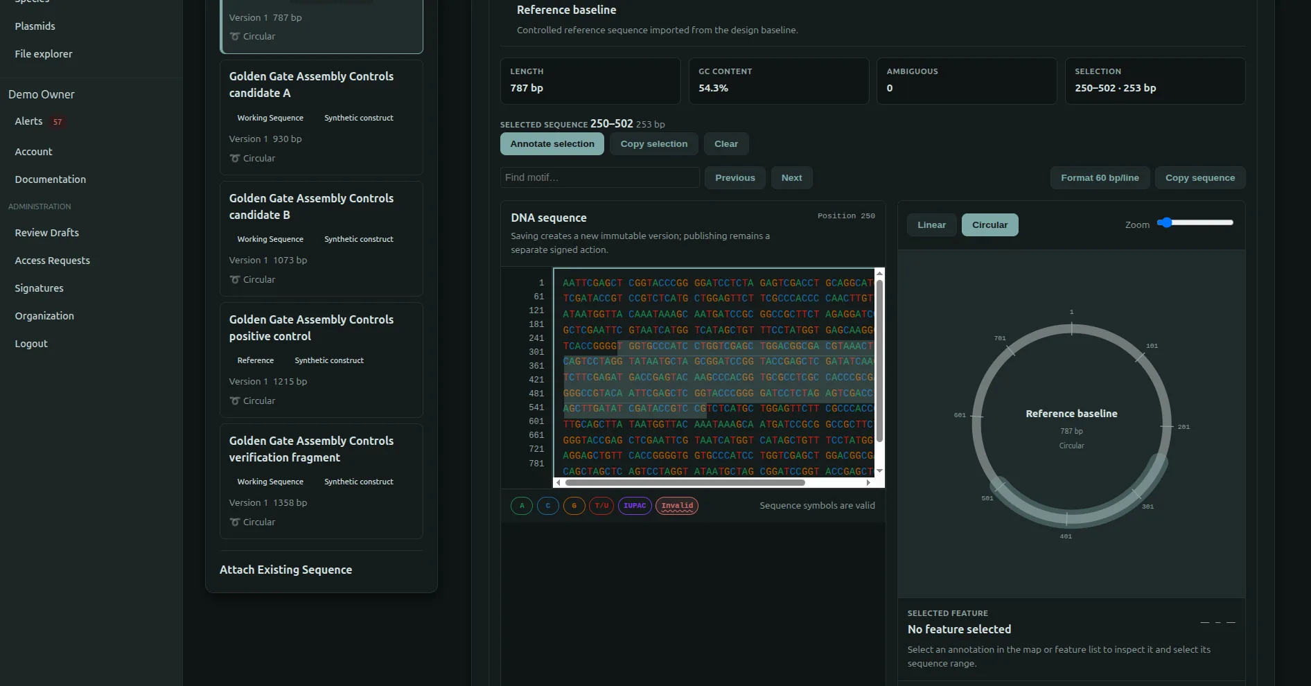 FlaskTrack Molecular Studio sequence annotation and DNA design tools