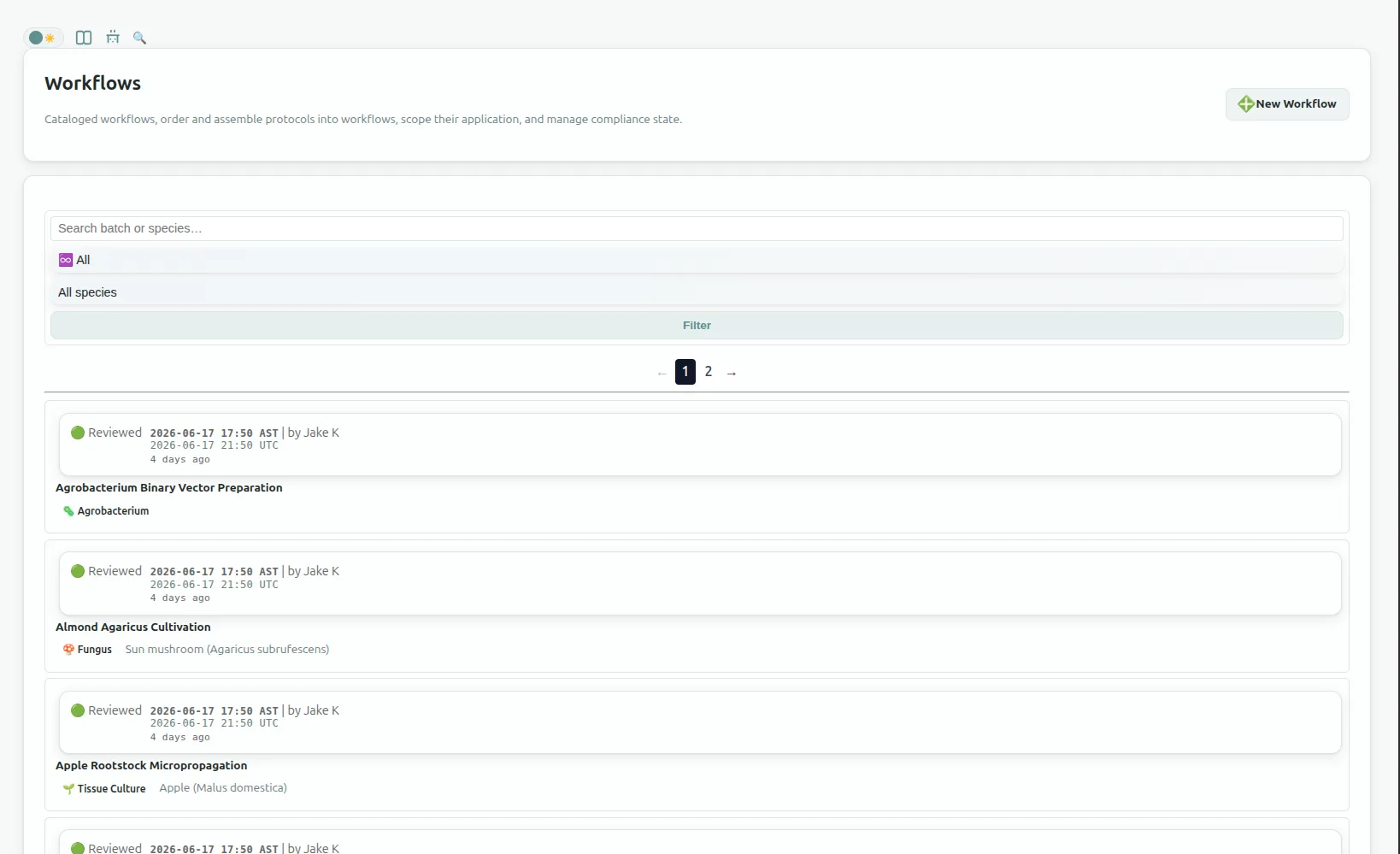 Flask Track workflows interface